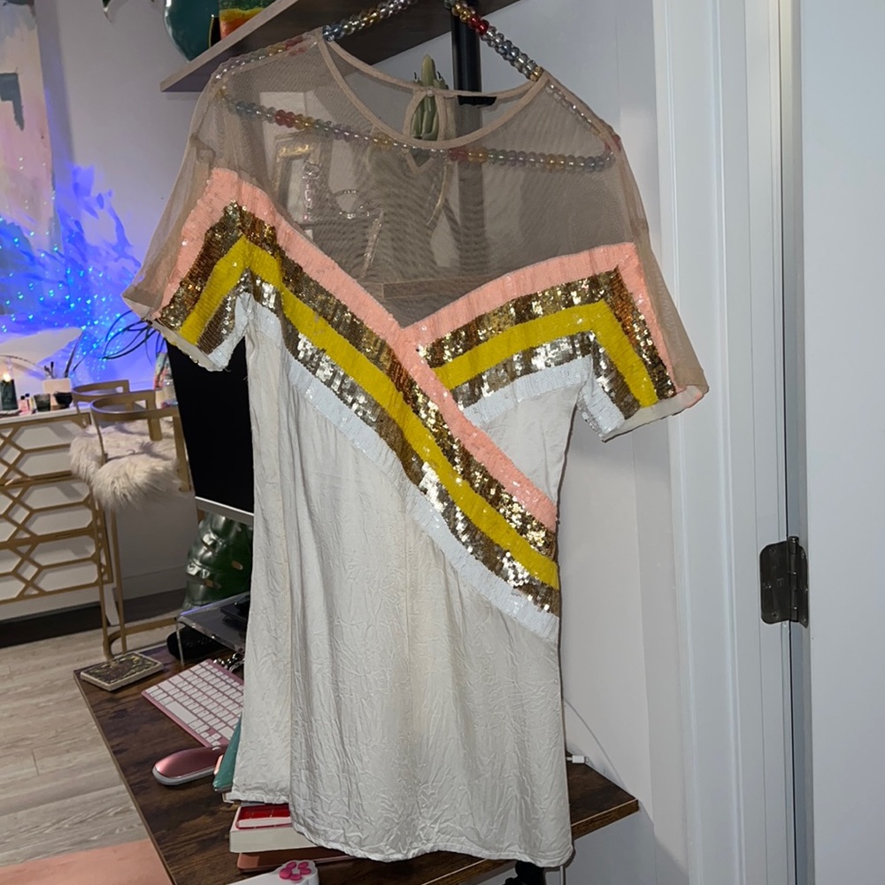 NBD sequin mesh top dress